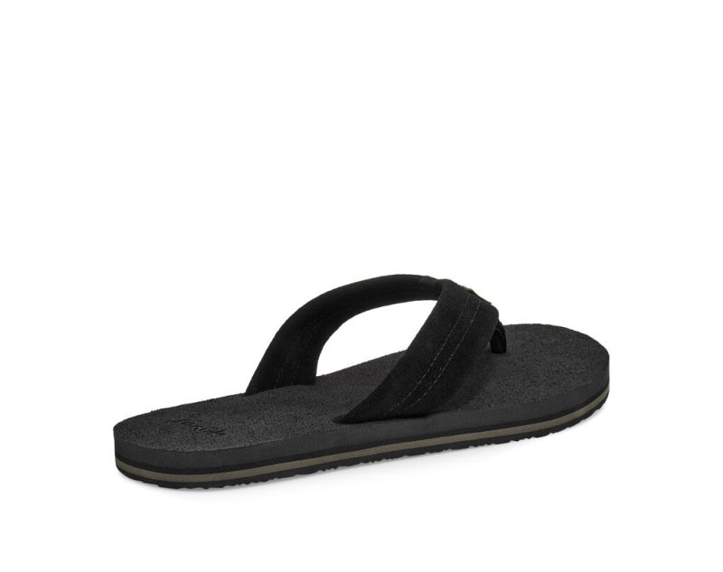 Sanuk Beer Cozy Stacker Suede Men's Flip Flops Black | Canada 260DFM